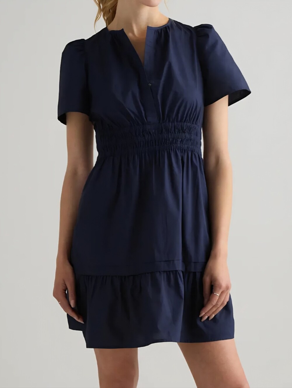 Quince NWT Navy Smocked Waist Mini Dress Size Small